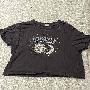 grey graphic crop top